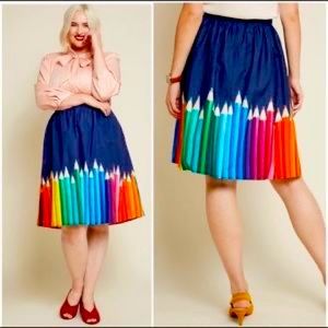 ModCloth Colored Pencil Teacher Skirt